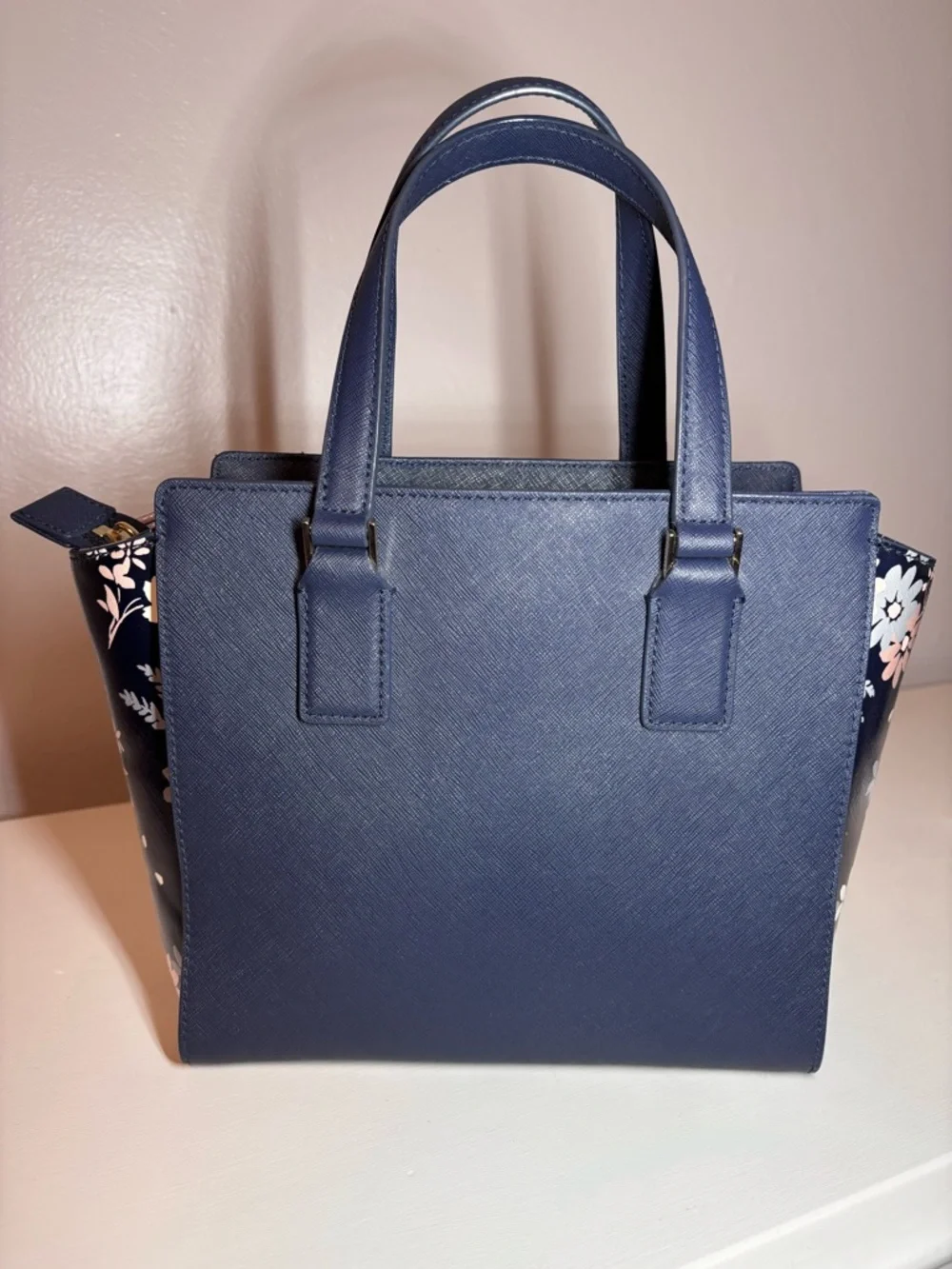 kate spade navy floral-accent mini tote - Picture 2 of 6